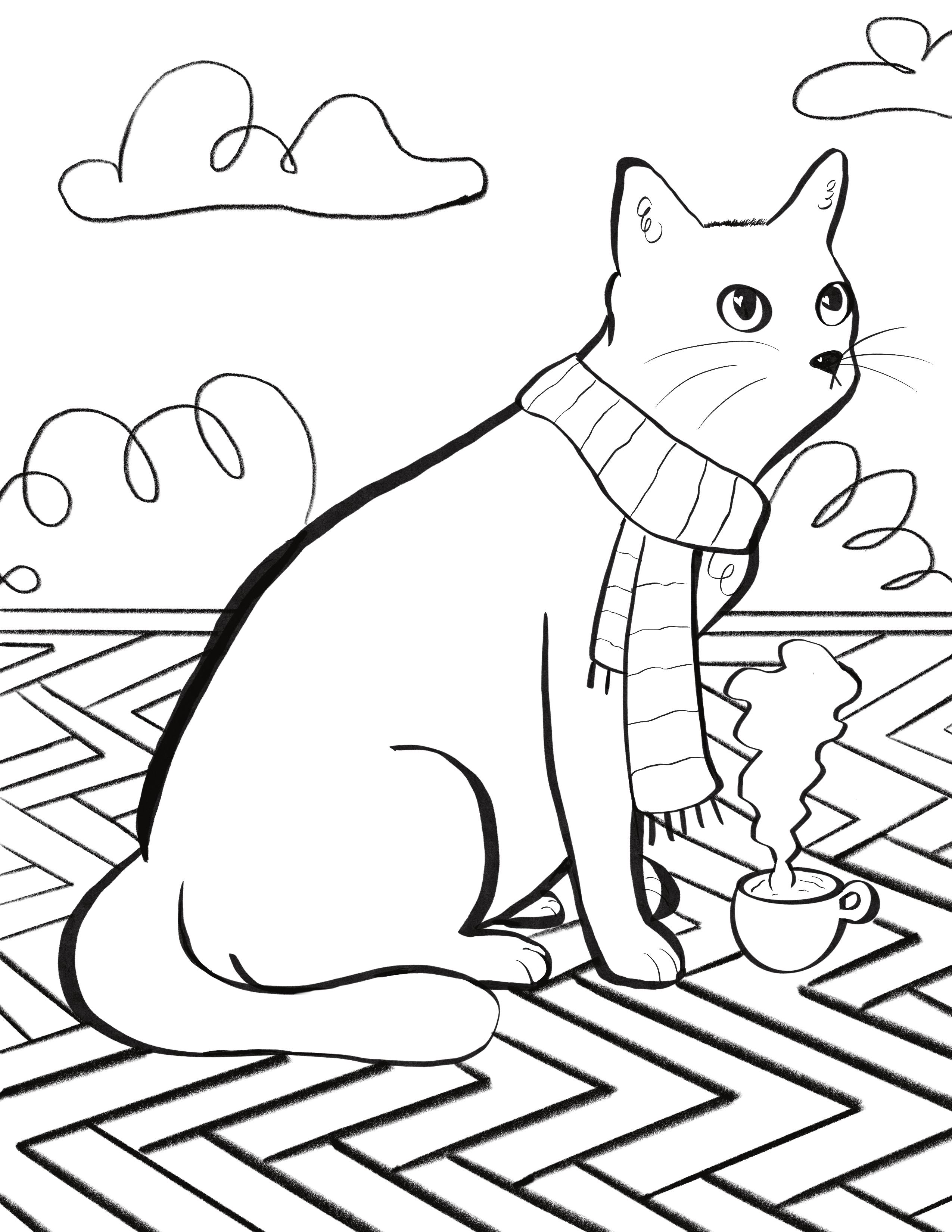 Cat with Coffee Cup